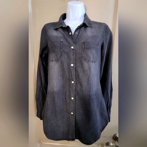 Japna women's black washed denim blouse size small